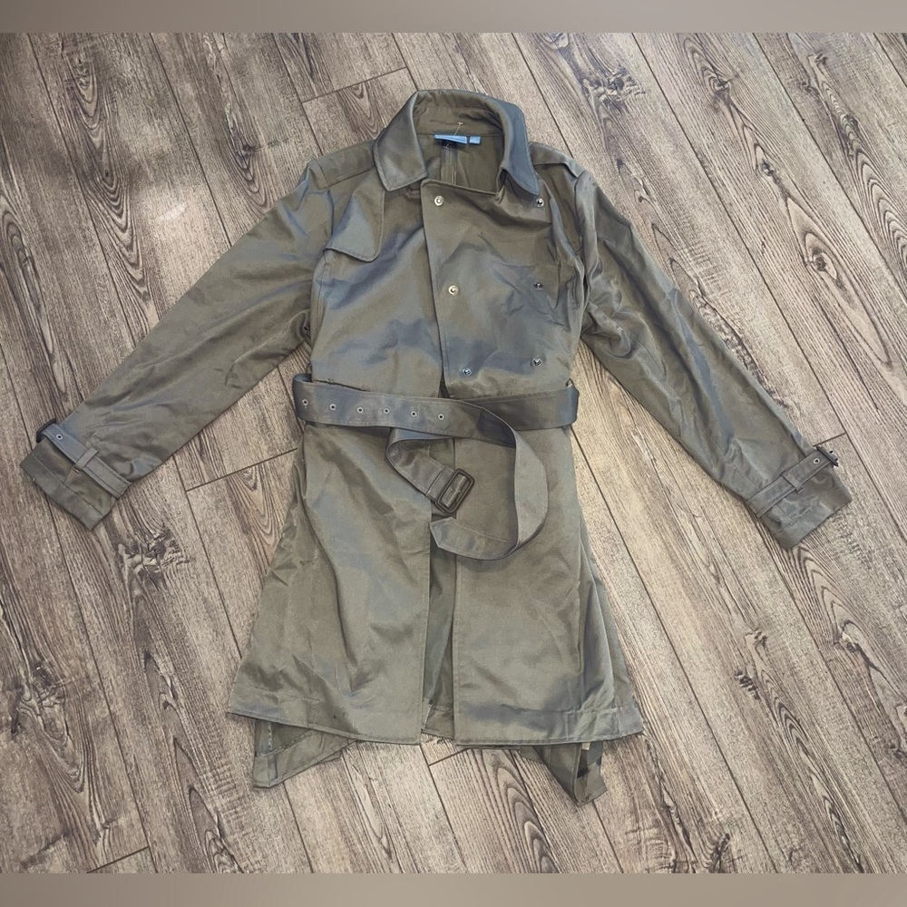 Vera wang xl green trench coat